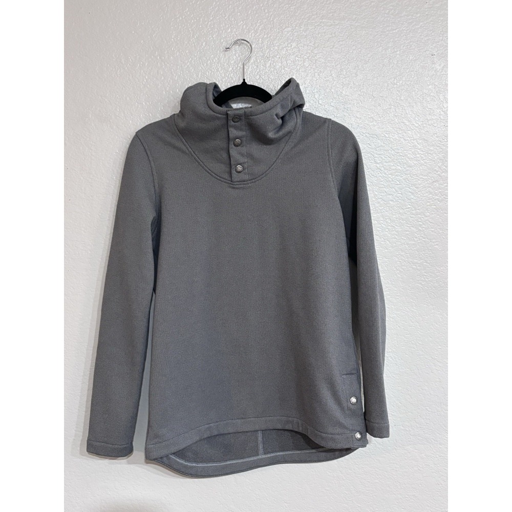The North Face Women's Grey Size S Small Fleece Pullover Hoodie with Snaps EUC‎